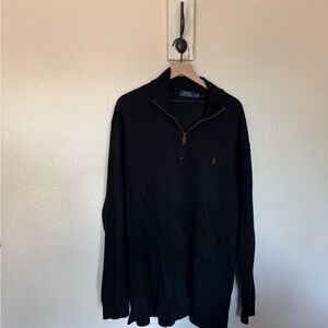 RALPH LAUREN • Black 3/4 Zip Up Sweater Knit Design Pullover